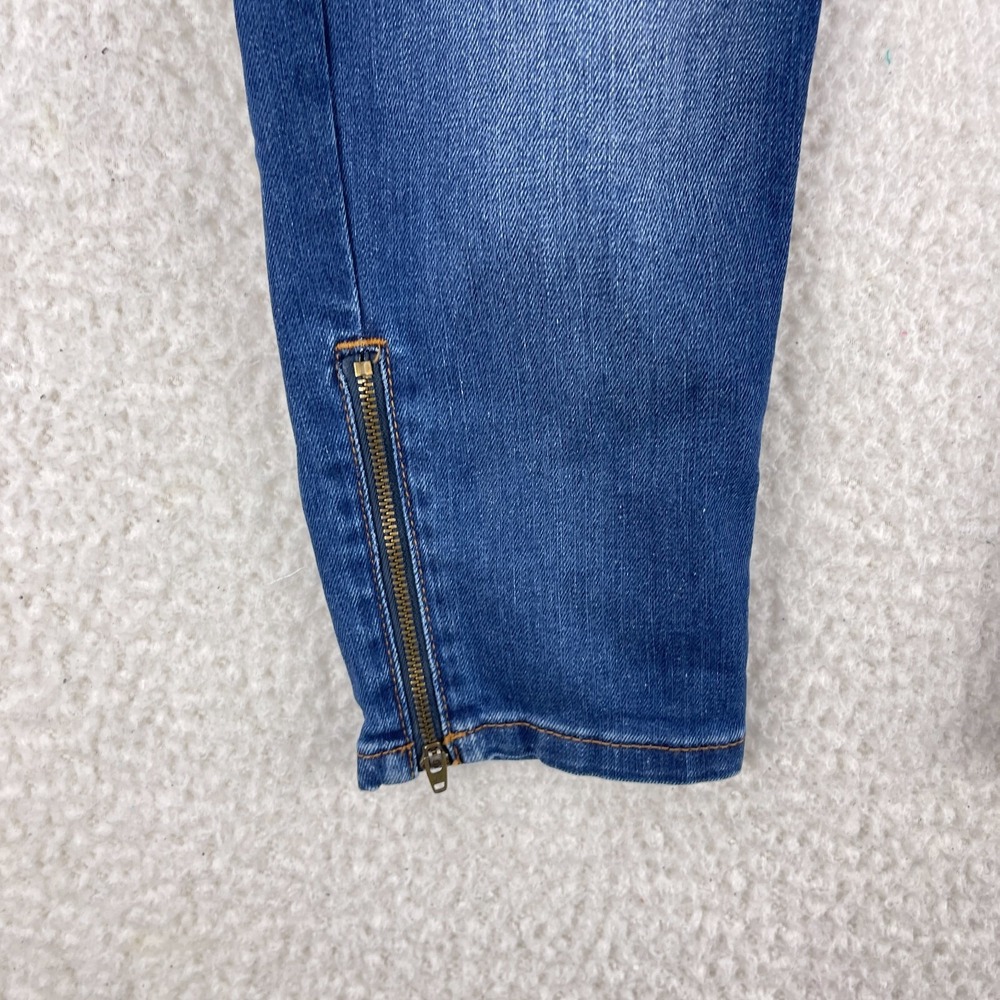 Boden Jeans Womens Size 8 Petite Blue Denim Knee Patchwork Slim Ankle Zip Casual - Picture 6 of 16